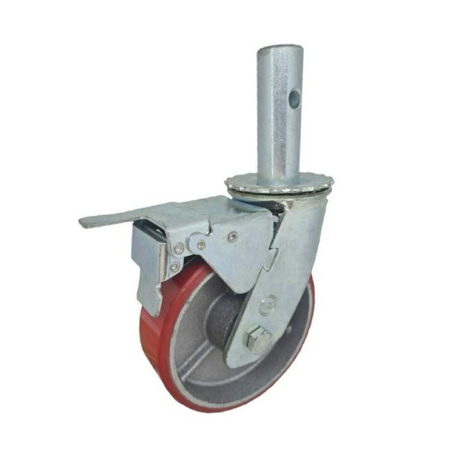RODA SCAFFOLDING / STEGER PU MERAH BESI COR HEAVY DUTY 6" INCH TAIWAN