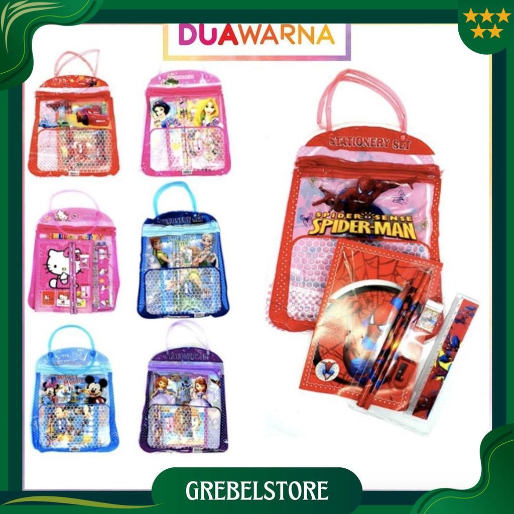 

Duawarna Stationary Set Free Bag Set Alat Tulis Anak Sekolah Motif Kartu Bonus Tas Penyimpanan Promo Puncak