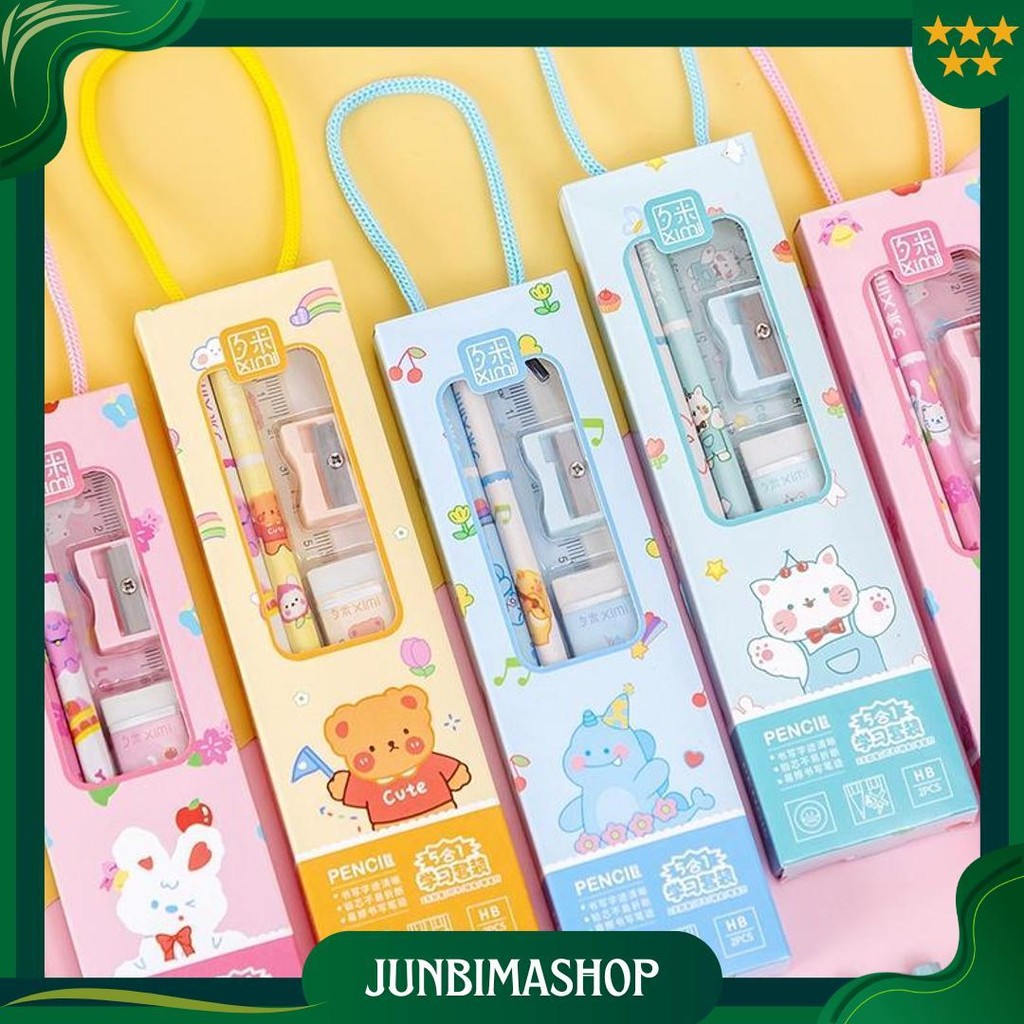 

- 5In1 Stationery Karakter Set, Alat Tulis Sekolah Gratis Ongkir