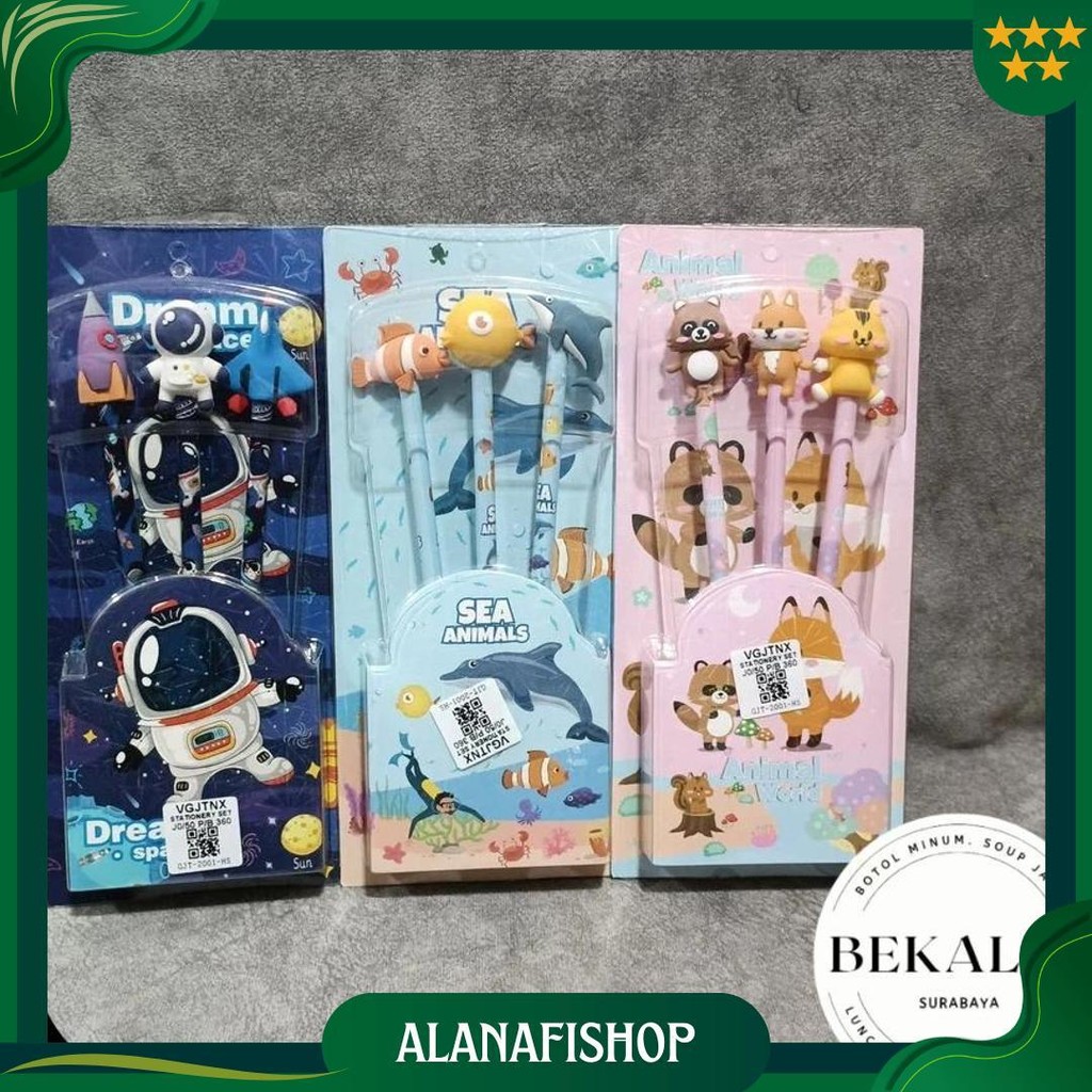 

Set Alat Tulis Sekolah Pensil 3Pcs Karakter Mini Stationery Fs0063 Sale