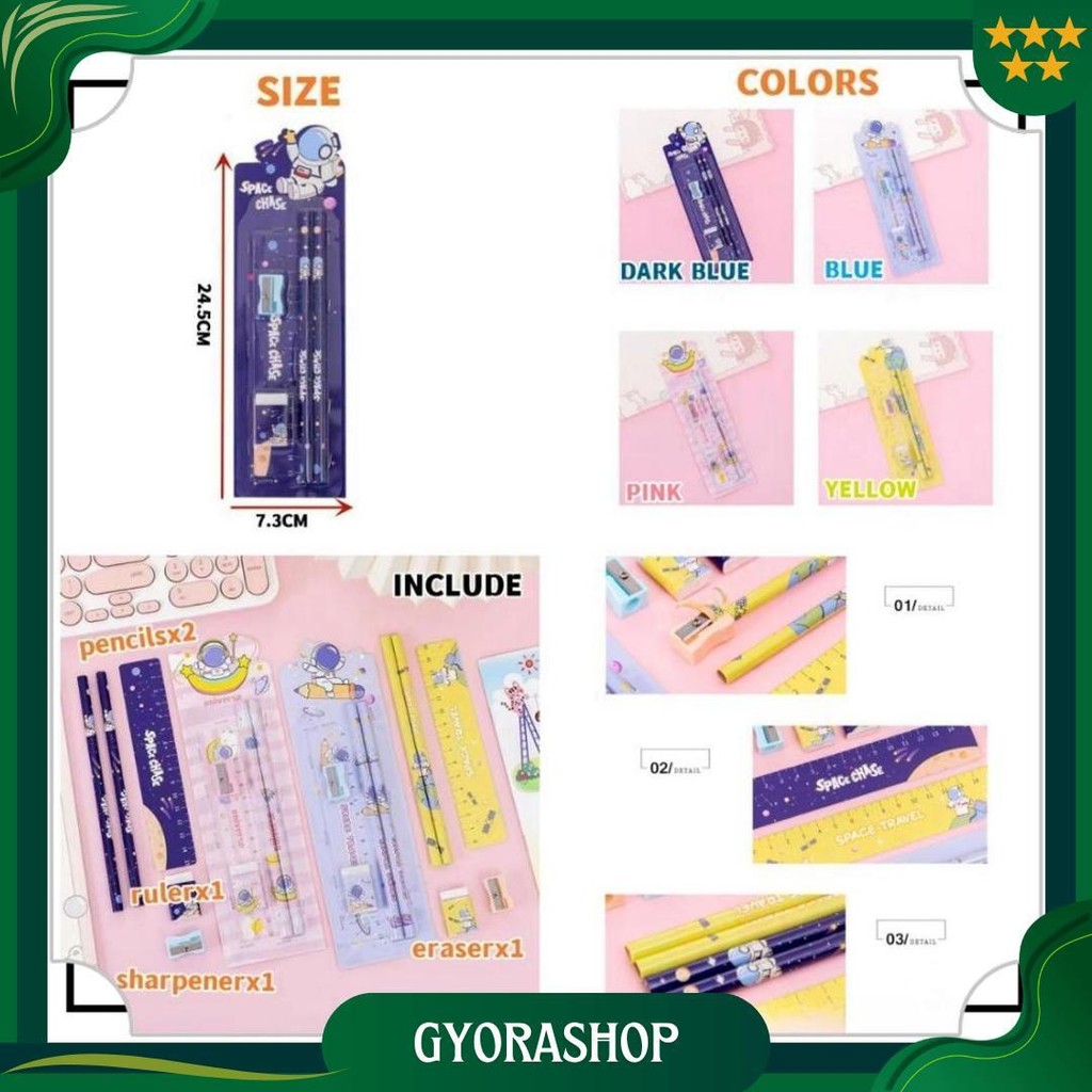 

5 In 1/8 In 1 Set Lengkap Alat Tulis Lucu Souvenir Ulang Tahun Paket Lengkap Notebook Pensil Penggaris Penghapus Rautan Gambar Kartun Lucu Buku Tulis Promo