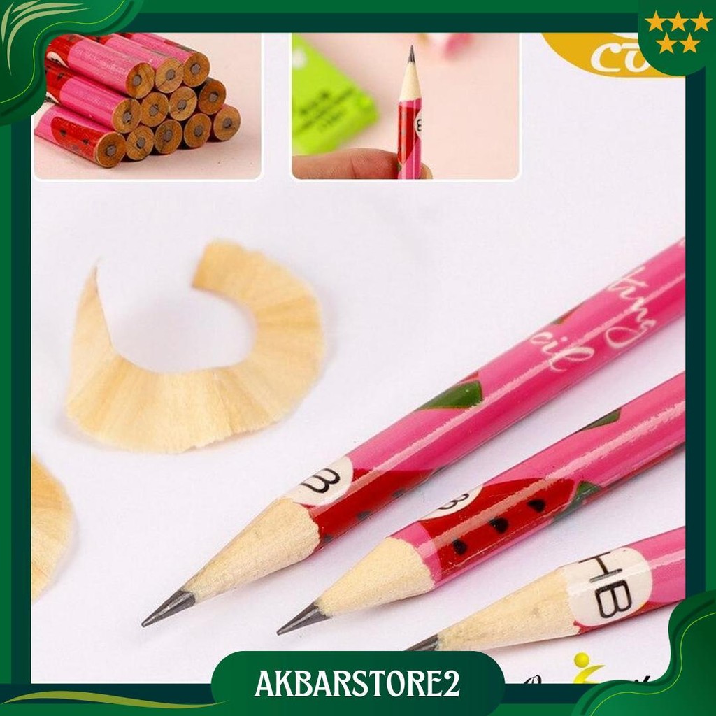 

One-A49 Pensil Kayu Set 12In1 Motif Buah Dengan Penghapus Praktis / Pensil 12Pcs Alat Tulis Sekolah Pencil Fruits With Eraser Import Sale