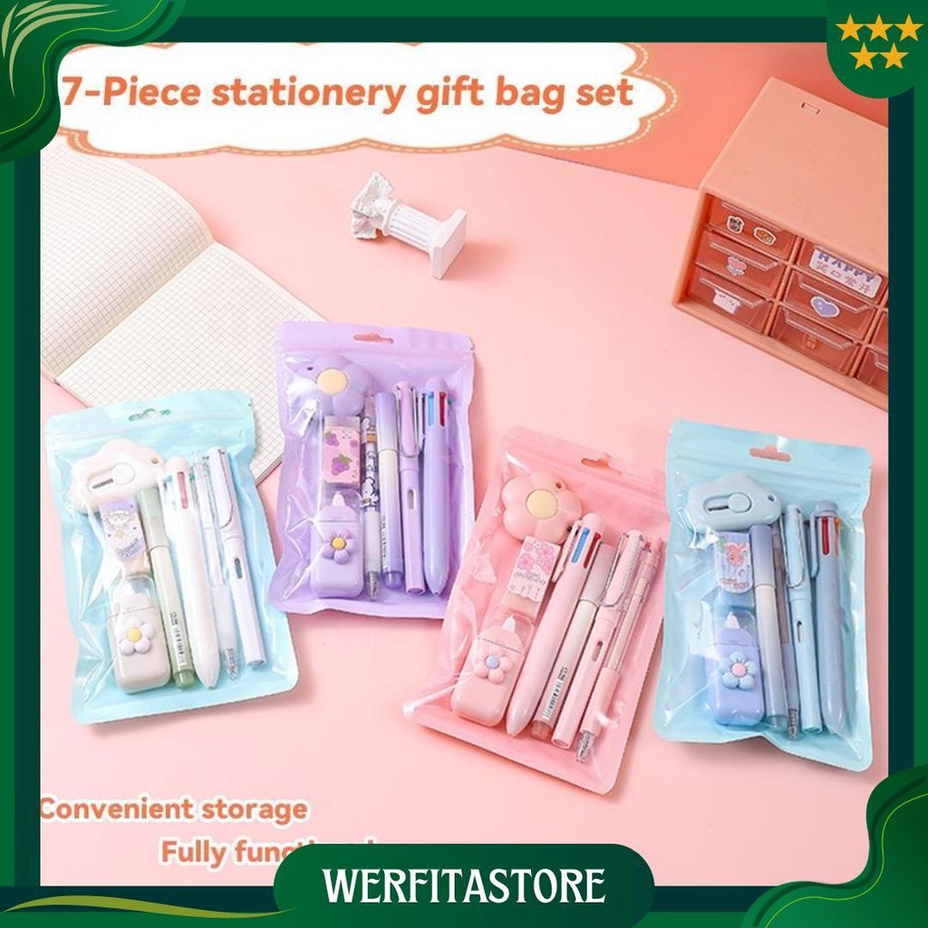 

[Cod] Set 7-Piece-Set Set Alat Tulis Kawaii Paket Hadiah Perlengkapan Sekolah Lucu Berbagai Macam Alat Tulis, Bahan Plastik Tahan Lama Best Seller