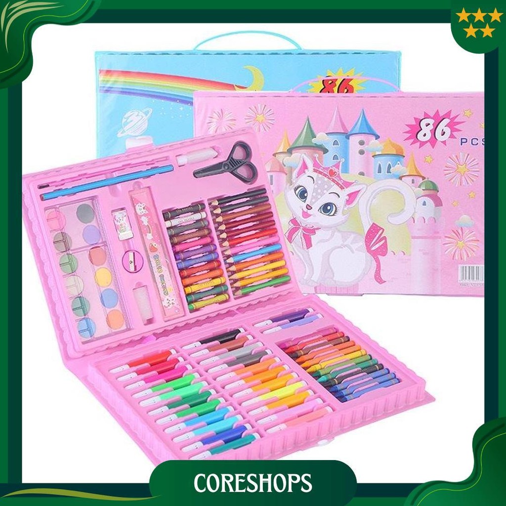 

Stationary Set Isi 86 Pcs Pensil Crayon Warna Cat Air / Perlengkapan Sekolah Menggambar Anak / Alat Warna Ori
