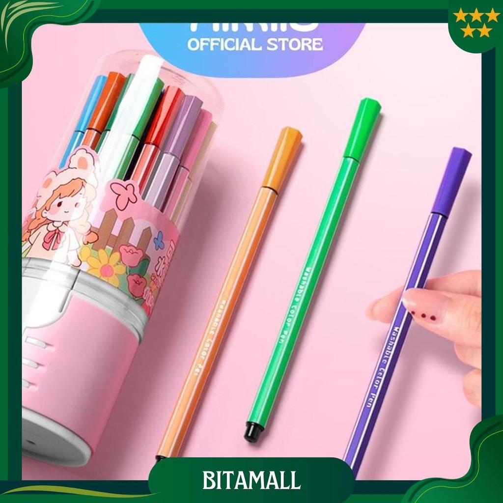 

[Ready] Aimilo Spidol Anak 1 Set Pulpen Marker Spidol Warna Warni 12/24/36/48 Warna Promo