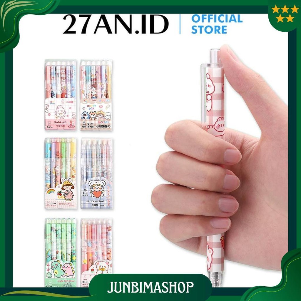 

(27An.Id) Pulpen Set Karakter Lucu H643 Pulpen Mekanik Isi 6Pcs Bolpoin Gel Sale