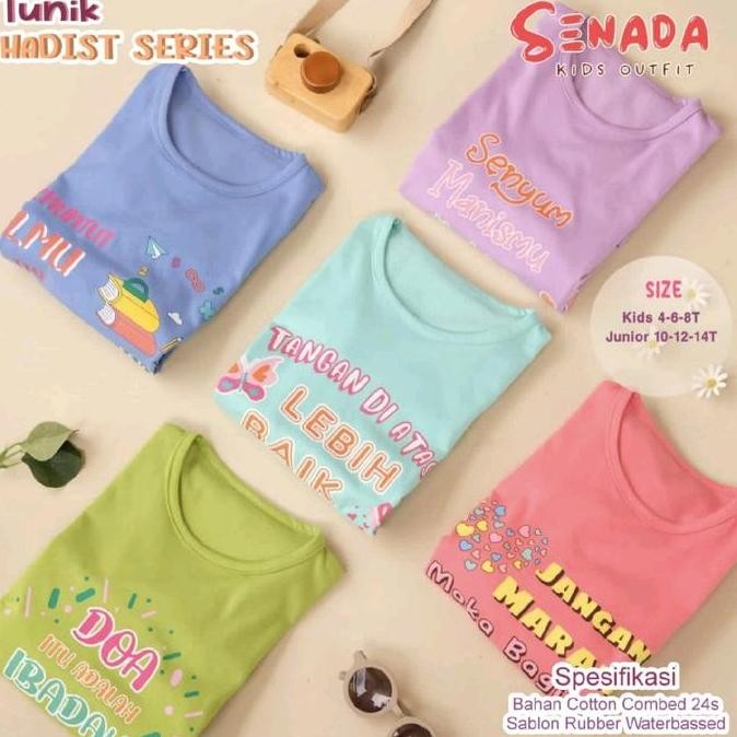 Tunik Kaos Anak Perempuan Senada Tunik Hadist Motivasi Islami Katun Polos Atasan Baju Muslim Anak Pe