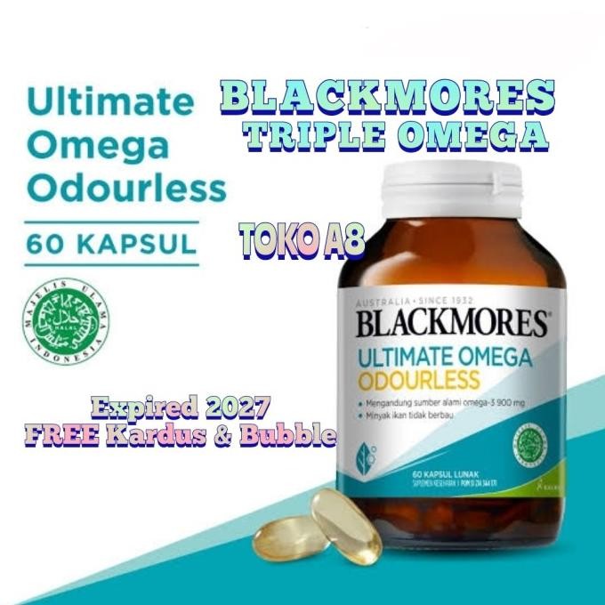 BLACKMORES Ultimate Omega Odourless 60 Kapsul Blackmores Minyak Ikan Omega 3 Alami EPA DHA TEG