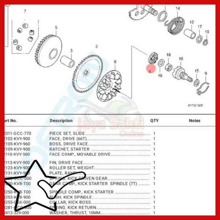 [JSO] LAWAN GIGI GIR KICK PINION BEAT SCOOPY SPACY KARBU ASLI HONDA