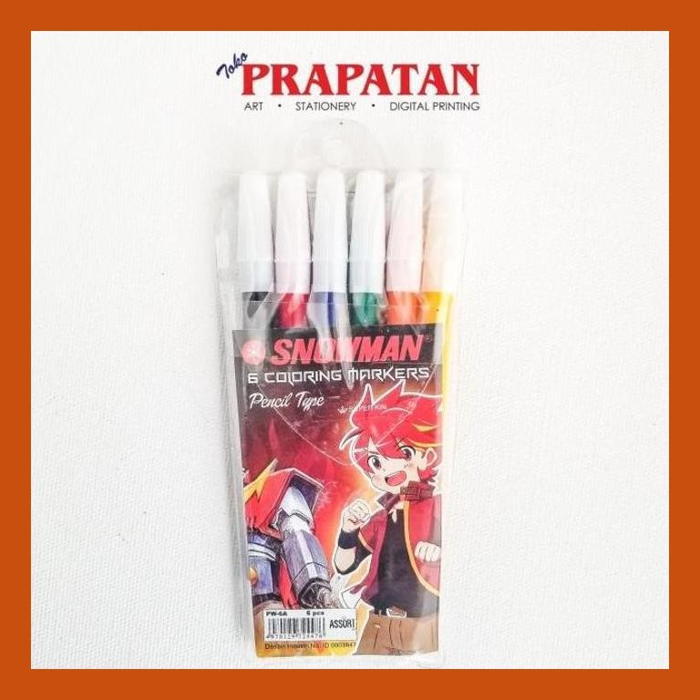 

[ PERALATAN LUKIS / GAMBAR ] SPIDOL SNOWMAN / SNOWMAN MARKER SET 6 WARNA PENCIL TYPE PACKING AMAN