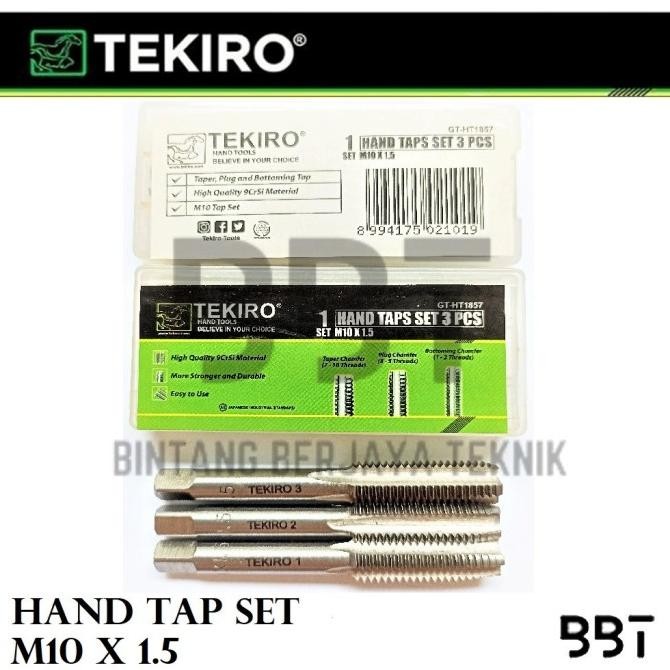 PROMO Tekiro Hand Tap M10x1.5 / Hand Tap Set M10 x 1.5 / Pembuat Drat 10mm