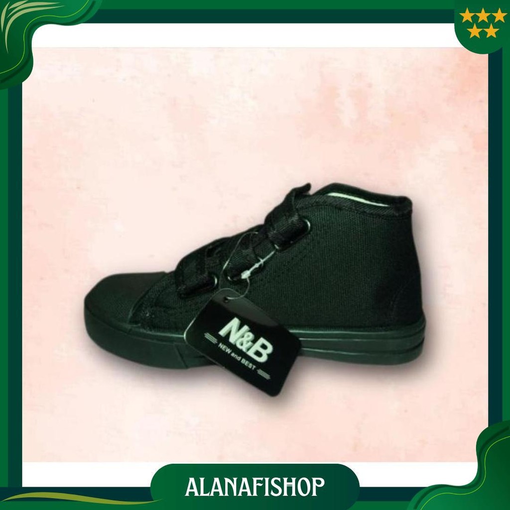 Sepatu Sekolah Nb Hitam Model Perekat Sepatu Boots Nb Ori