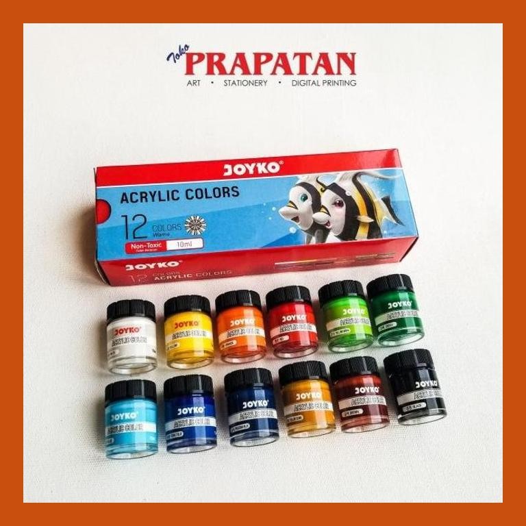 

[ PERALATAN LUKIS / GAMBAR ] JOYKO ACRYLIC PAINT 12 WARNA 10ML / CAT AKRILIK JOYKO COD