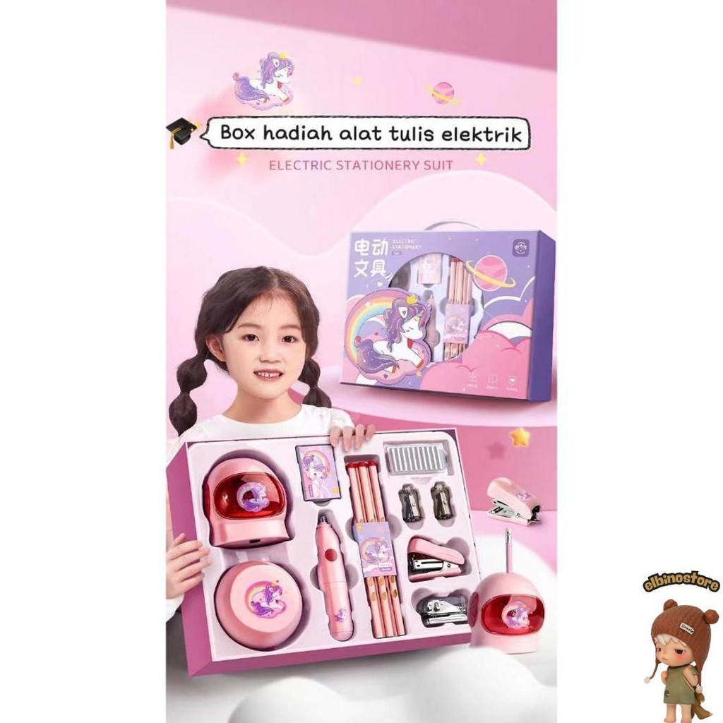 

Electric Stationery Set / Set Alat Tulis Elektrik Rautan Penghapus Vacuum Pensil 11 In 1 Promo
