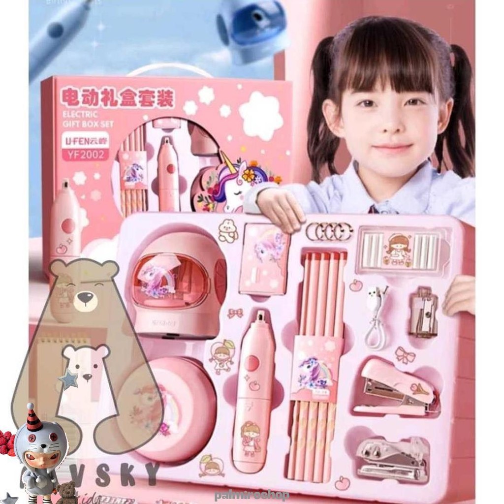 

Electronic Stationery Set / Set Alat Tulis Elektrik Rautan Penghapus Vacuum Pensil Diskon