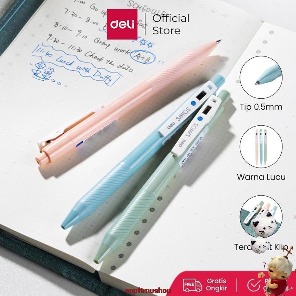 

Deli Retracable Gel Pen / Pulpen Gel Cetak 0.5 Mm Tinta Hitam Biru Body Pastel Eg58 Kilat