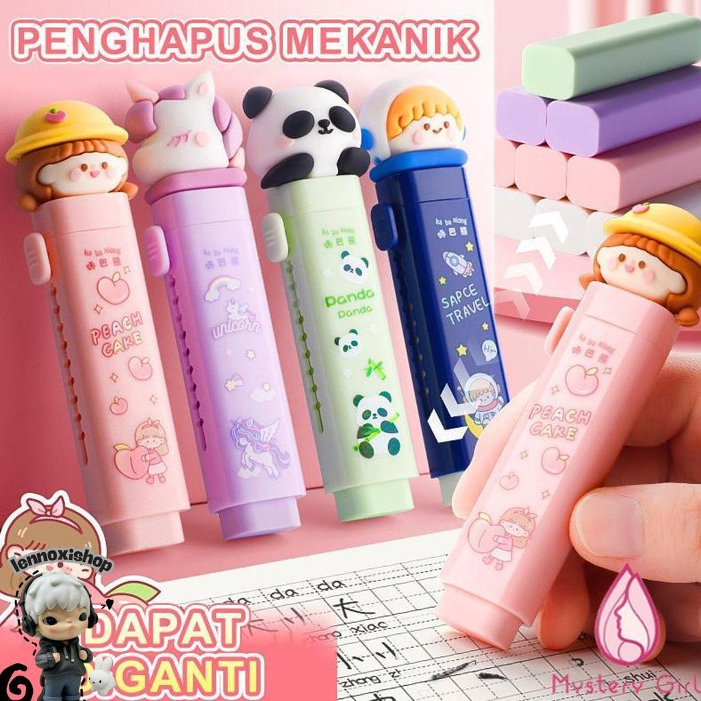 

Penghapus Pensil Mekanik Set Isi 2 Refill / Mechanic Eraser Model Karakter Kartun Lucu / Erasher Pen Model Terbaru / Alat Tulis Sekolah Anak Sale