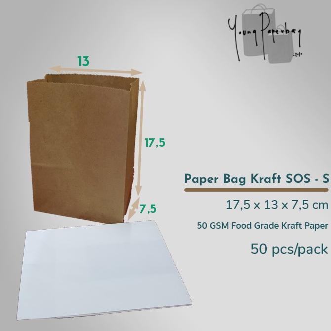

Murah Meriah Paper Bag / Kantong Kertas Kraft SOS Polos Size S 41 Premium