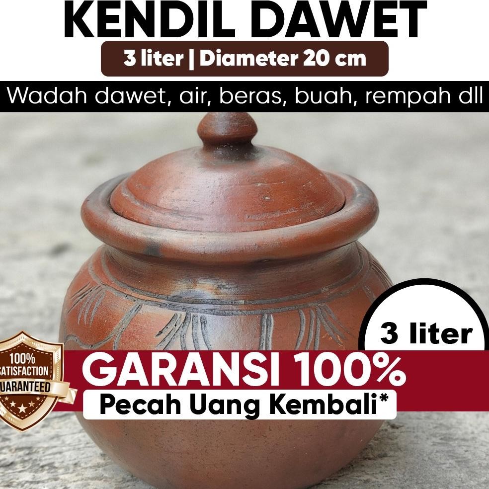 Ez23 Gentong Kendil Es Dawet Cendol Tanah Liat Gerabah Wadah Tempat Air Genthong Beras - 3 Liter Dia