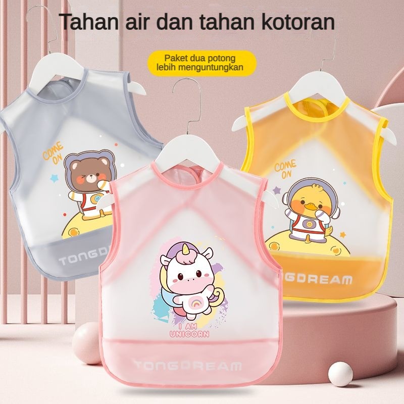 TPU Baby Bibs Children's Waterproof Smock Anti-Dirt Infant Sleeveless Apron