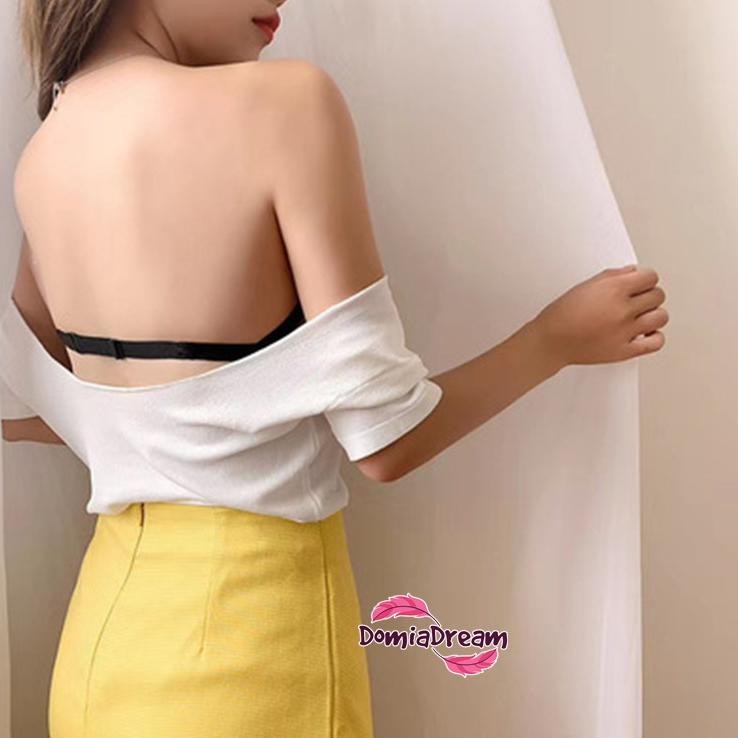 As23 Bra Wanita Push Up Bra Kawat Busa Tebal Lembut Bra Korea Free Sepasang Tali Bening/Transparant 