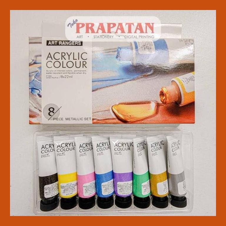 

[ PERALATAN LUKIS / GAMBAR ] CAT AKRILIK SET ART RANGERS 8X22ML METALLIC | ART RANGERS ACRYLIC PACKING AMAN