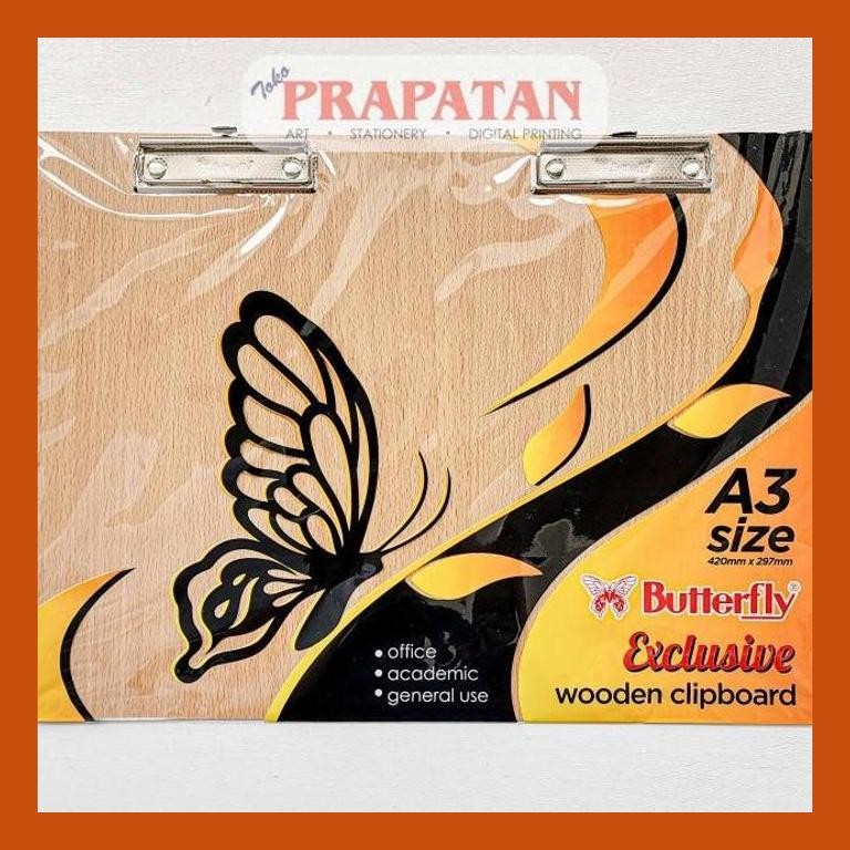[ PERALATAN LUKIS / GAMBAR ] BUTTERFLY WOODEN CLIPBOARD A3 | PAPAN JALAN A3 | PAPAN UJIAN GOOD QUALI