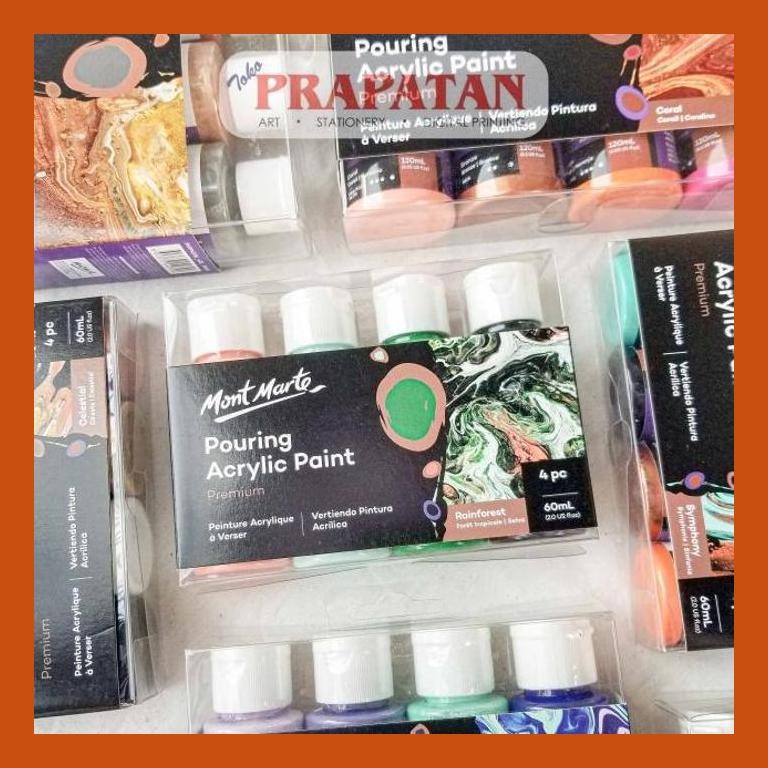 

[ PERALATAN LUKIS / GAMBAR ] CAT AKRILIK MONT MARTE POURING SET 4X60ML | POURING ACRYLIC SET PACKING AMAN