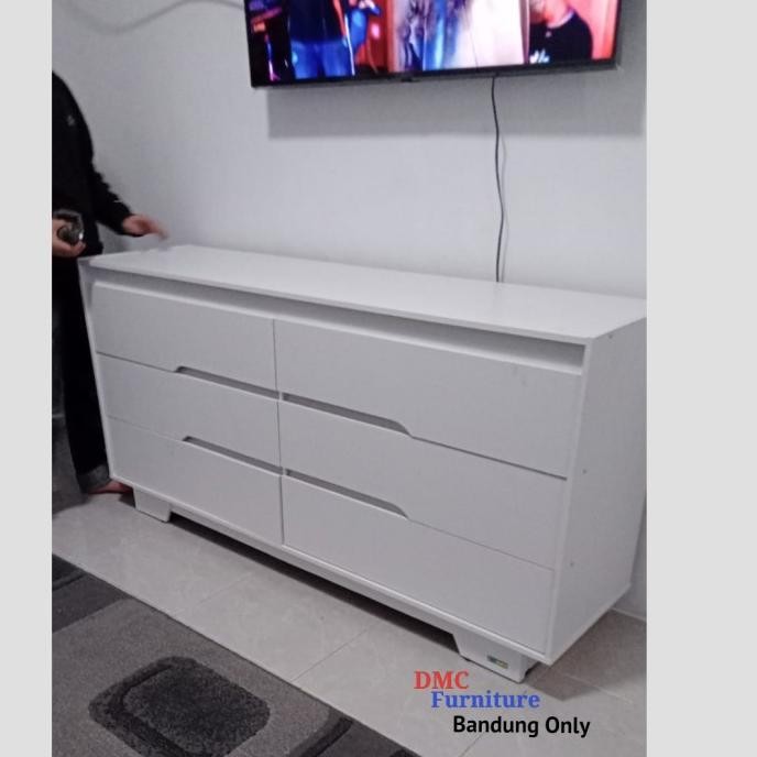 Buffet Tv Rak Tv 150 cm Credenza 6 laci Serbaguna CR DUBLIN