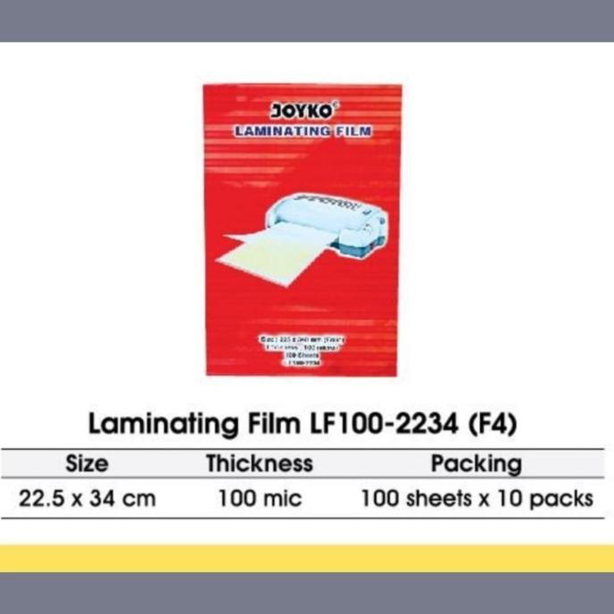 

plastik plastic laminating joyko f4 folio 100 micron