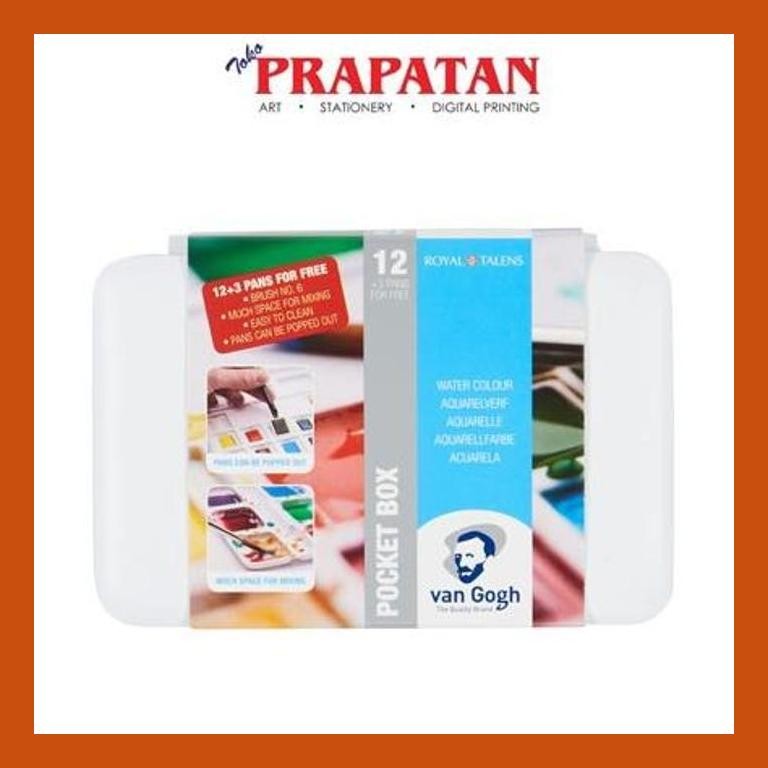

[ PERALATAN LUKIS / GAMBAR ] VAN GOGH WATERCOLOR POCKET BOX 12 COLOR + 3 PANS FOR FREE COD
