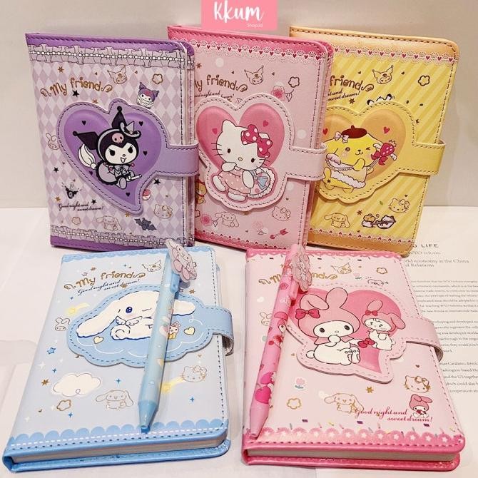 

2 in 1 Gift set notebook sanrio magnet/ Buku tulis cute kuromi cinnamo