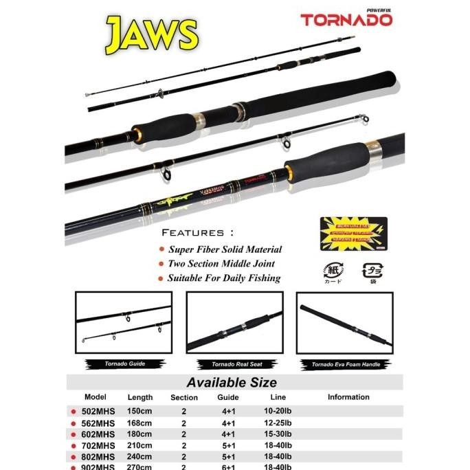 Joran Pancing Tornado Spinning Jaws 50Cm - 300Cm Fiber Solid