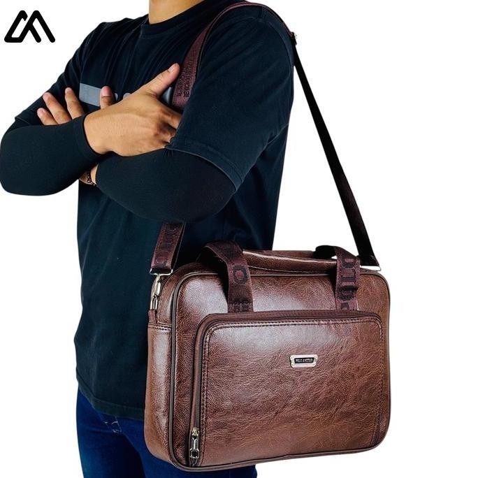 Tas Selempang Tas Laptop Kulit Pu 14Inch Pria New Stok