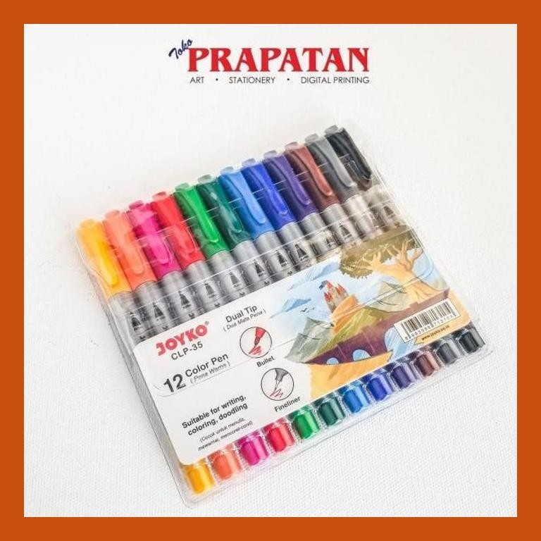 

[ PERALATAN LUKIS / GAMBAR ] JOYKO DUAL TIP COLOR PEN 12 WARNA CLP-35 / DUA MATA PENA GOOD QUALITY