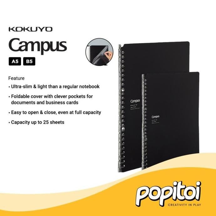 

TERMURAH - Kokuyo Smart Ring BIZ Binder A5 B5 Black Notebook Loose Leaf