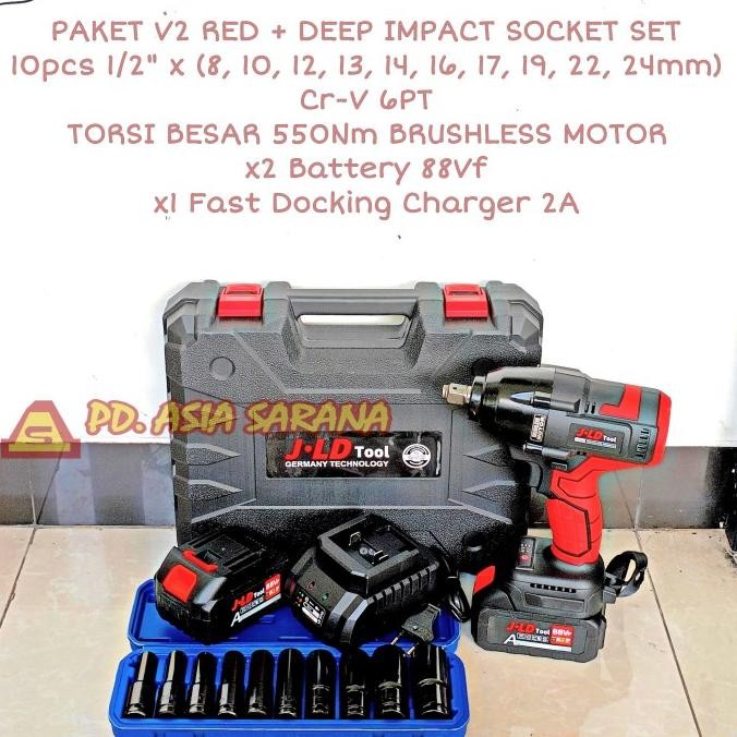 Cordless Impact Wrench 88F 48Vf Brushless Torsi Besar JLD 550Nm Bor