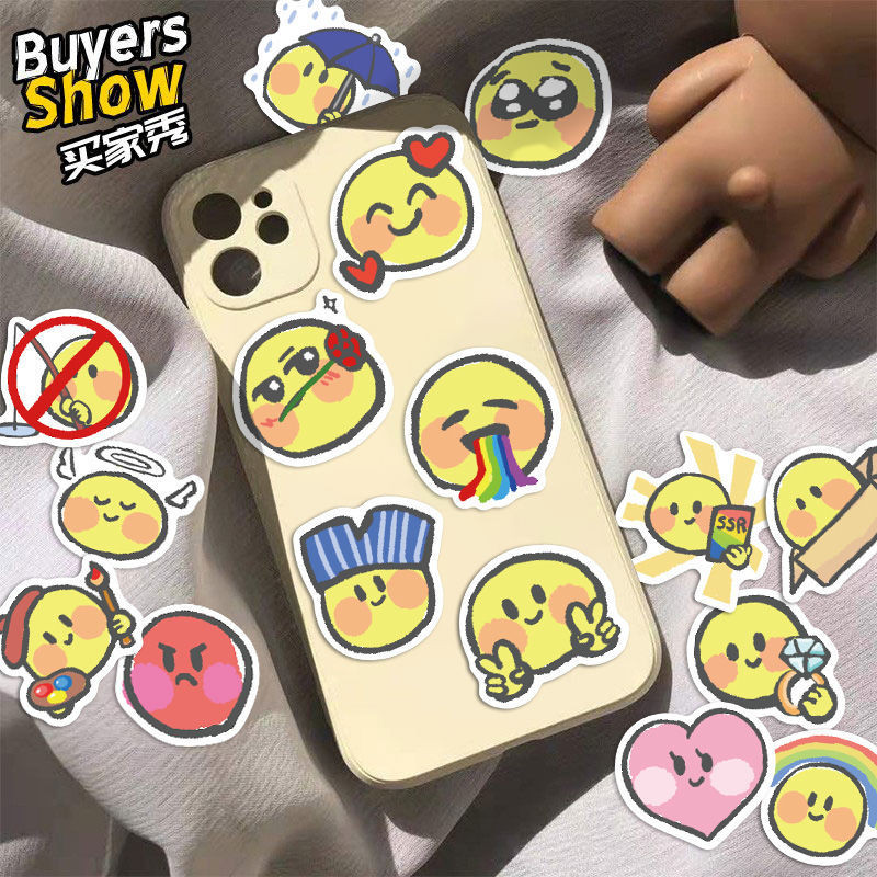 

Stiker Emoji Wajah Kuning yang Digambar Tangan Dekorasi Buku Catatan Kartun