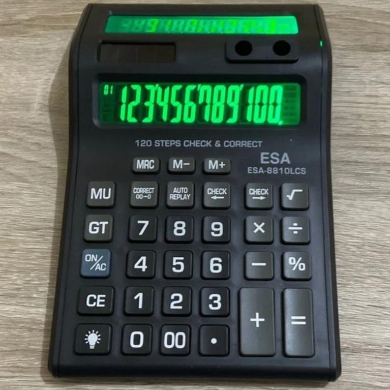 

ad-56 Calculator Double Layar LCD Nyala ESA 8810LCS Kalkukator Kasir 12 Digit Premium