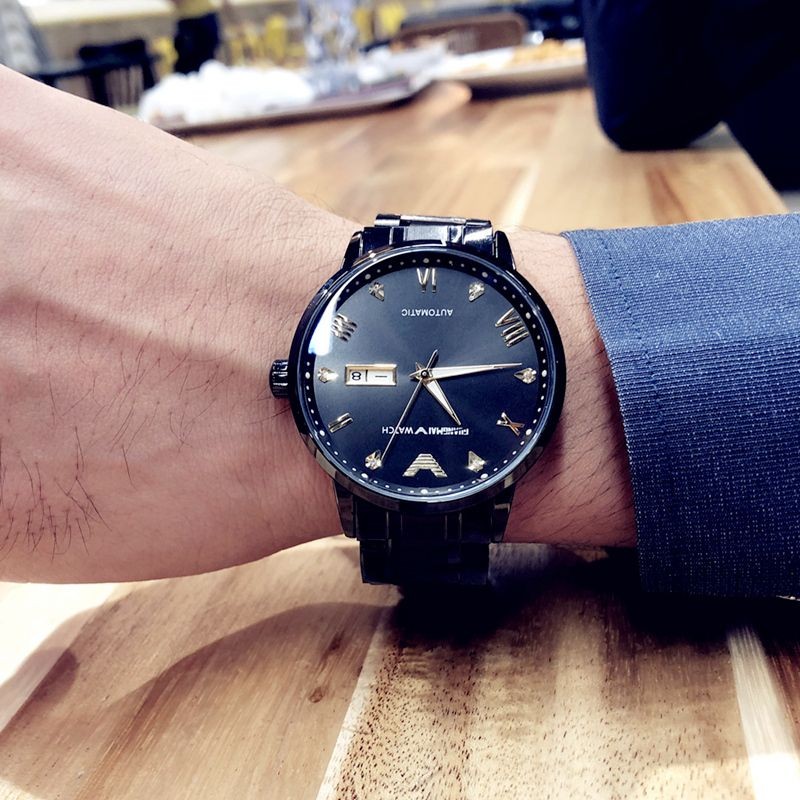 Jam Tangan Mekanis Otomatis Penuh Pria Asli Jerman Merek Skeleton Top Ten Tourbillon Jam Tangan Tren