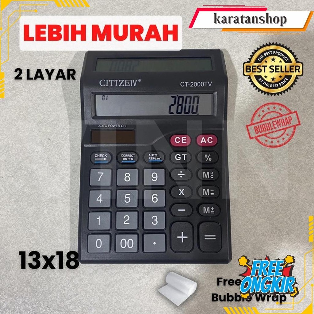 

Kalkulator 2 Layar Ct-2000Tv 12 Digit Murah | Citizeiv Kalkulator Check Dual 2 Power - Calculator Dagang Besar - Kalkulator Warung Terlaris