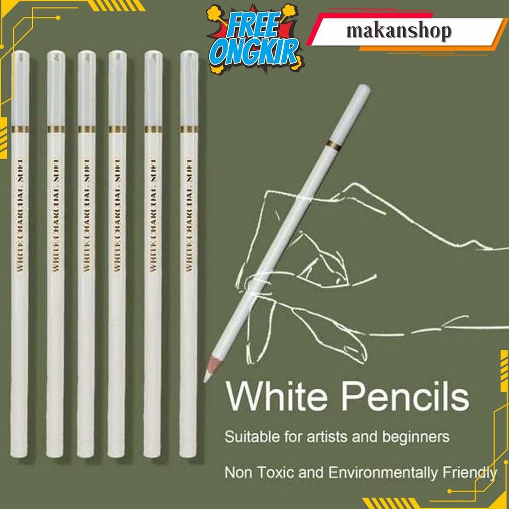 

Pensil Charcoal Putih Soft Satuan / White Pencil Charcoal Bisa Cod