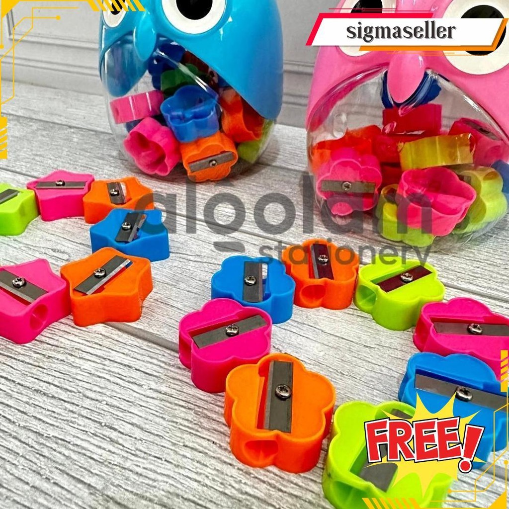 

Satu Pot ( 24 Pcs ) Serutan Ongotan Rautan Pensil Toples Motif Karakter Lucu Gratis Ongkir