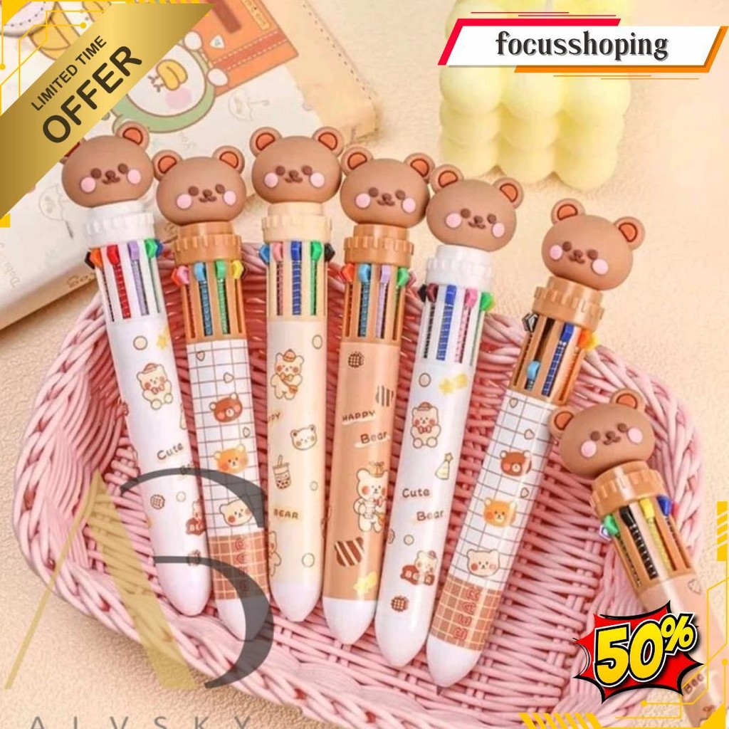 

Pulpen 10 Warna Pena Motif Beruang Pulpen Karakter Teddy Bear Terlaris