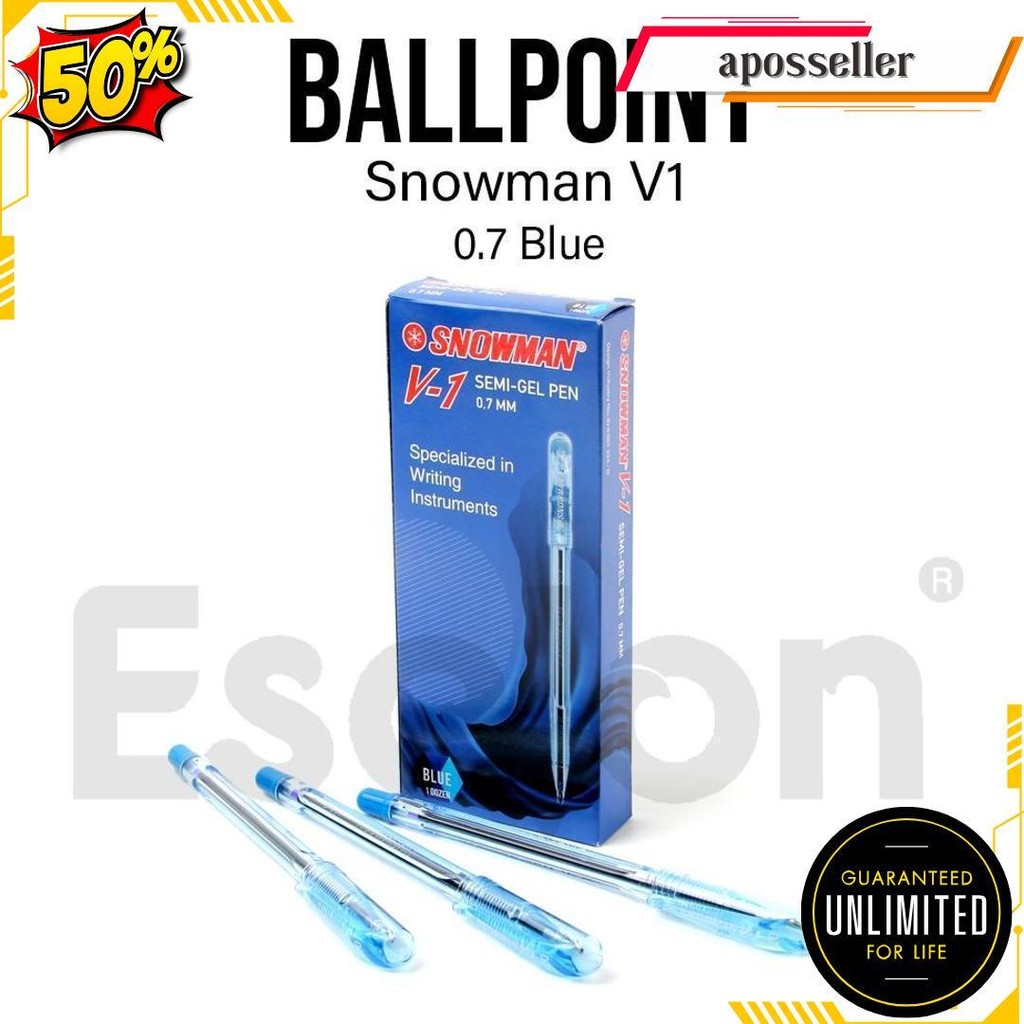 

12Pc Pulpen Snowman V1 Semi Gel Pen Hitam 0.7Mm Gratis Ongkir