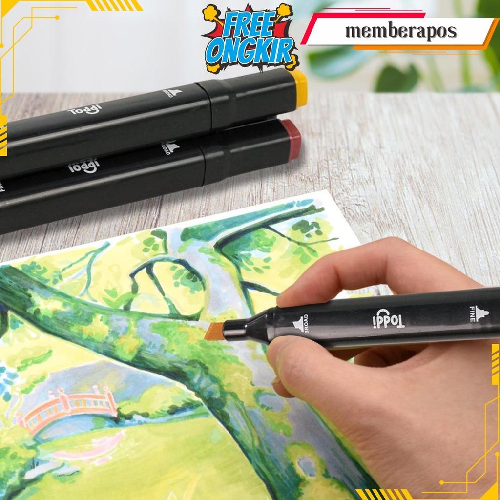 

Promo Toddi Spidol Warna Warni 1 Set Sketch Marker 2 Tip Touch Marker 48/60/80 Warna Cod