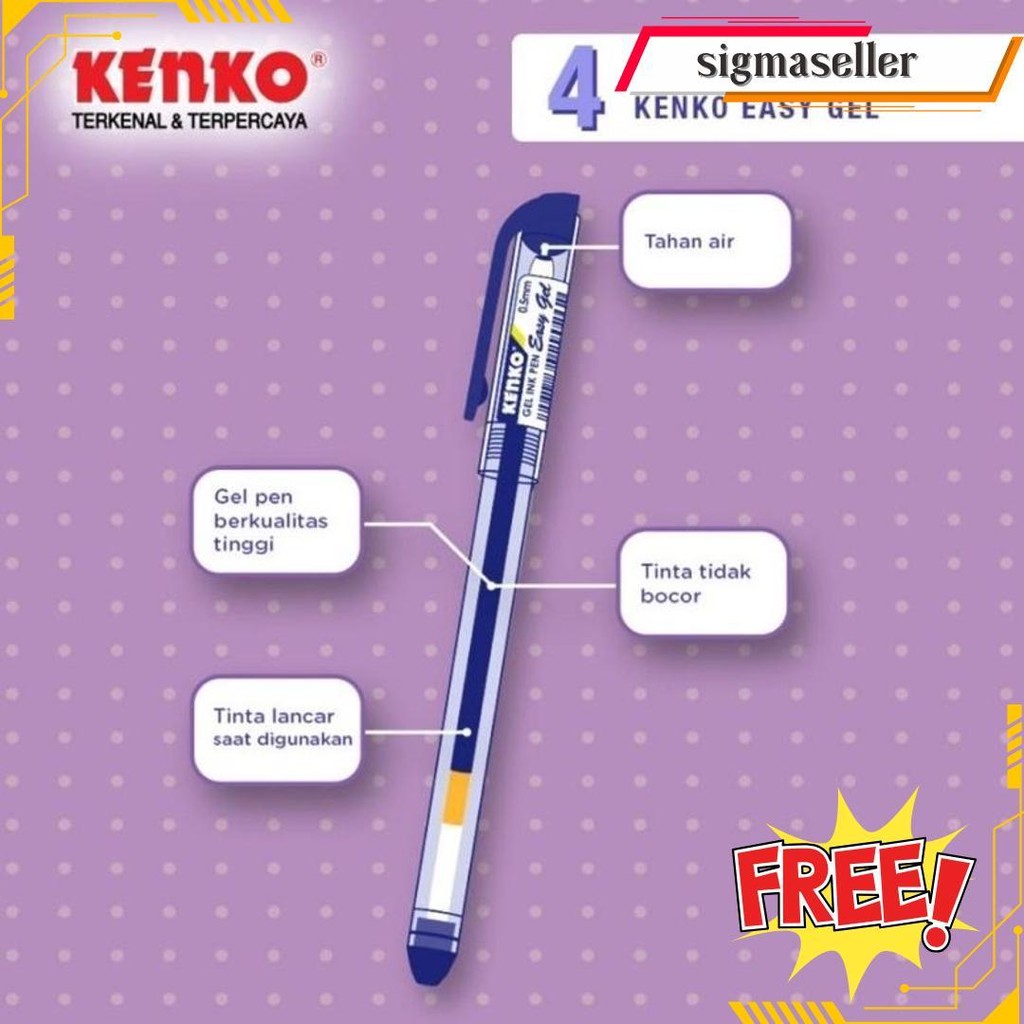 

[12 Pcs] Pen Kenko Easy Gel 0.5Mm Tidak Bocor Bisa Cod