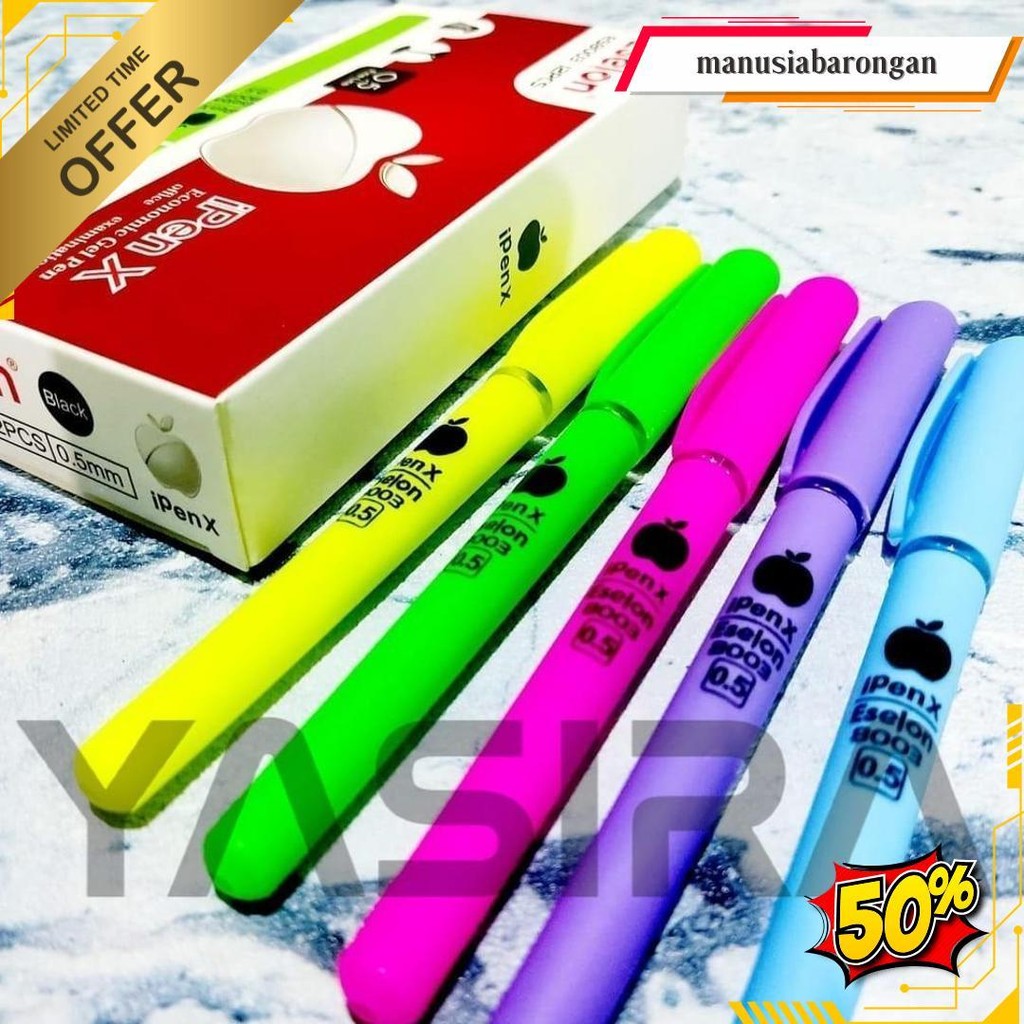 

1 Lusin 12 Pcs Gel Pen Pulpen Ipen X 0.5Mm Bisa Cod
