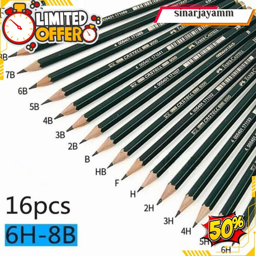 

Pensil Faber Castell 2B 1Pack (12 Pcs) Kualitas No 2 Bisa Cod