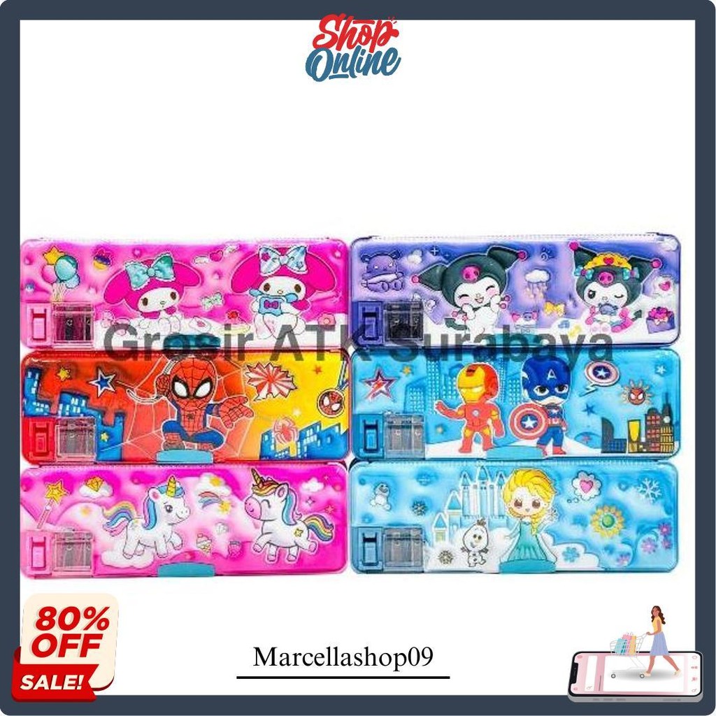 

Kotak Tempat Pensil Magnet Fancy Sanrio Kuromi My Melody Cinnamorol Frozen Unicorn Spiderman Avenger Cod